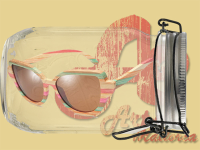 Gafas de sol de madera de bambu teñida 