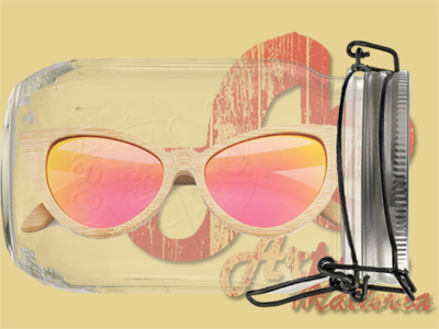 Gafas de sol de madera de bambu ojo de gato. Modelo 1
