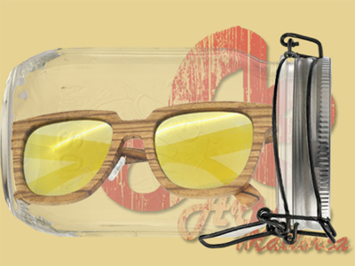 Gafas de sol de madera de zebra cuadrada