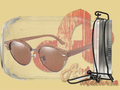 Gafas de sol de madera de nogal de media montura