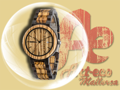 Modelo en madera de zebrano y ebano. Esfera tambien en madera de zebrano