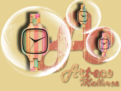 Reloj de madera de bambú teñida