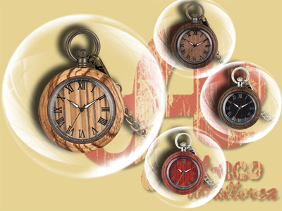 Reloj de bolsillo de madera.