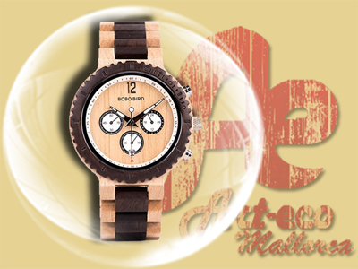 Reloj cronómetro en madera de arce y sándalo negro