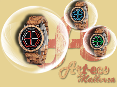 Reloj digital de madera 