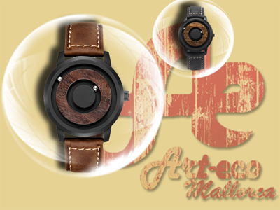 Reloj de acero y madera con sistema magnético