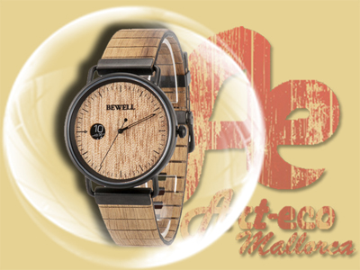 Modelo en acero negro y madera de acacia