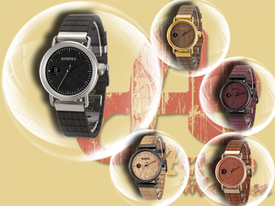 Reloj de acero, madera y cuero