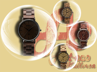 Reloj de acero y correa de madera
