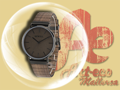 Modelo en acero negro y madera de nogal