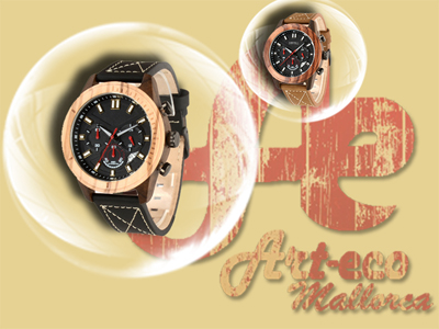 Reloj cronómetro de madera y cuero