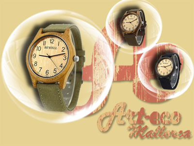 Reloj madera y lona
