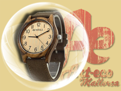 Modelo de madera de zebrano y correa de lona marrón